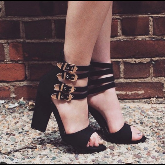 Missguided Shoes - Missguided Strappy Ankle Buckle Block Heel Suede 8